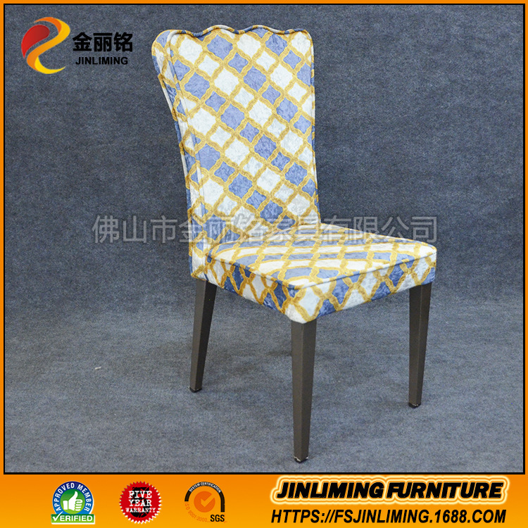 Fábrica al por mayor restaurante metal suave bolsa imitación silla de madera olla caliente restaurante de alta gama comedor silla moda paño chino comedor silla