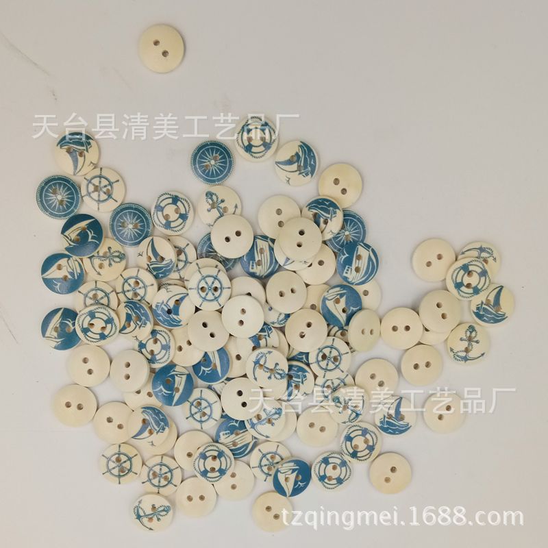 15mm de navegación Tema de madera Botón de DIY madera color azul marino botón de navegación botón