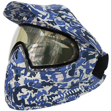 户外拓展场地训练真人CS野战装备射击保护头盔彩弹面罩蓝色迷彩款