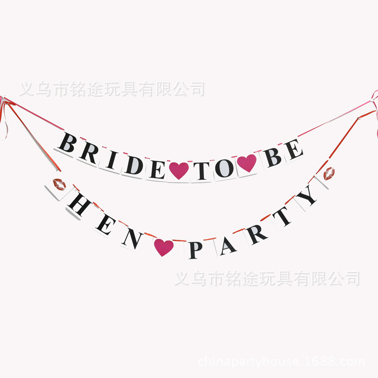 Bandera de cadena nupcial de un solo partido Bandera de tira Novia a ser Bandera de cadena de corazón de melocotón Bandera de tira de novia Bandera de cadena en stock