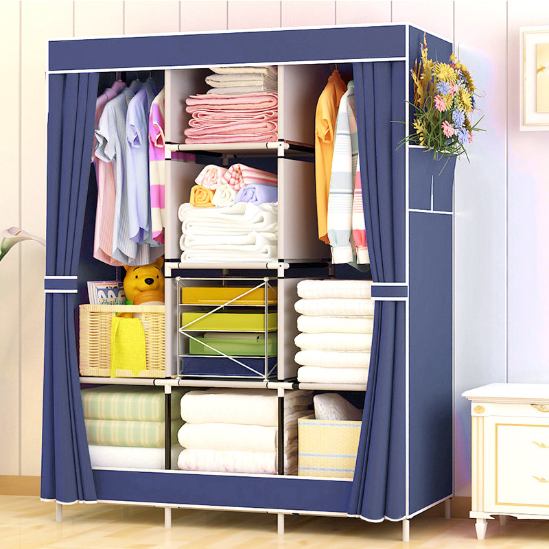 Armario simple no tejido plegable armario de tela gran combinación de metal 130 armario simple montaje armario fábrica