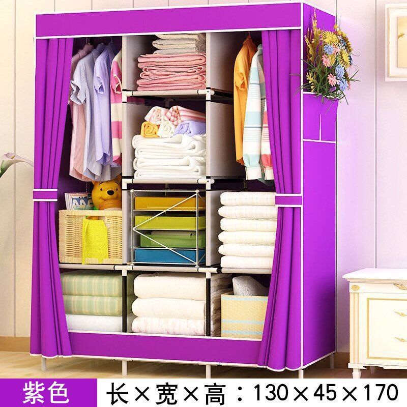 Armario simple no tejido plegable armario de tela gran combinación de metal 130 armario simple montaje armario fábrica