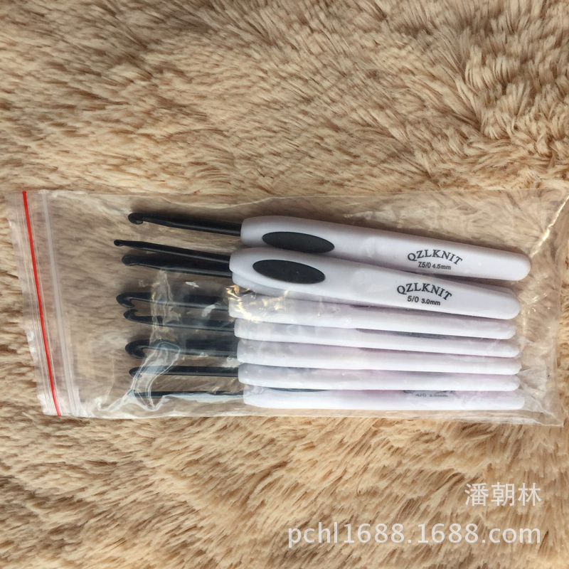 Herramienta de tejer suéter aguja ABS mango blanco negro aluminio crochet conjunto completo 16 pu bolsa