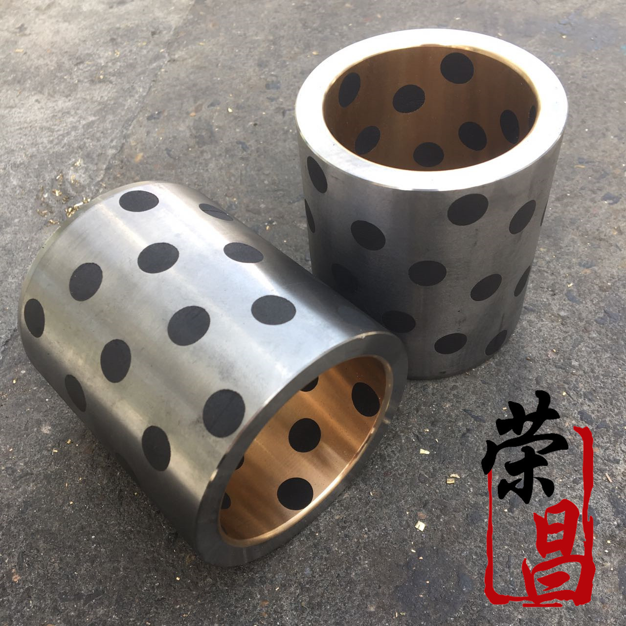 45#钢浇铸高力黄铜双金属石墨自润滑铜套耐磨耐高温含油轴承轴用