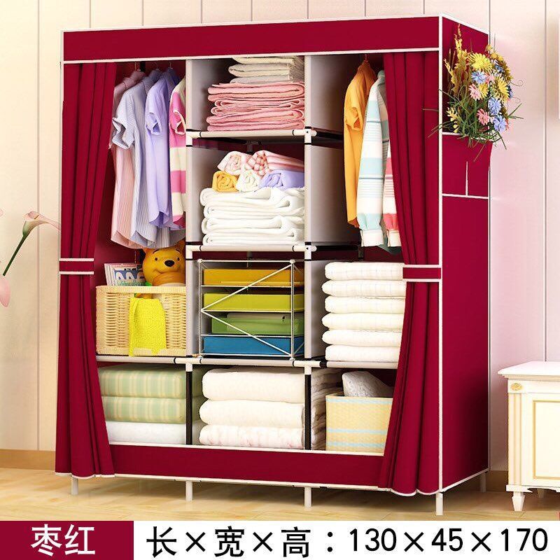 Armario simple no tejido plegable armario de tela gran combinación de metal 130 armario simple montaje armario fábrica