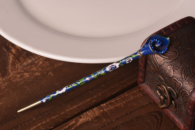 칠보 칼라 릴리 머리핀 사파이어 블루