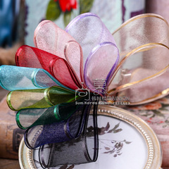 Korean hair accessory DIY materials double gold edge snow silk ribbon clothing accessories flower material gift box packaging materials