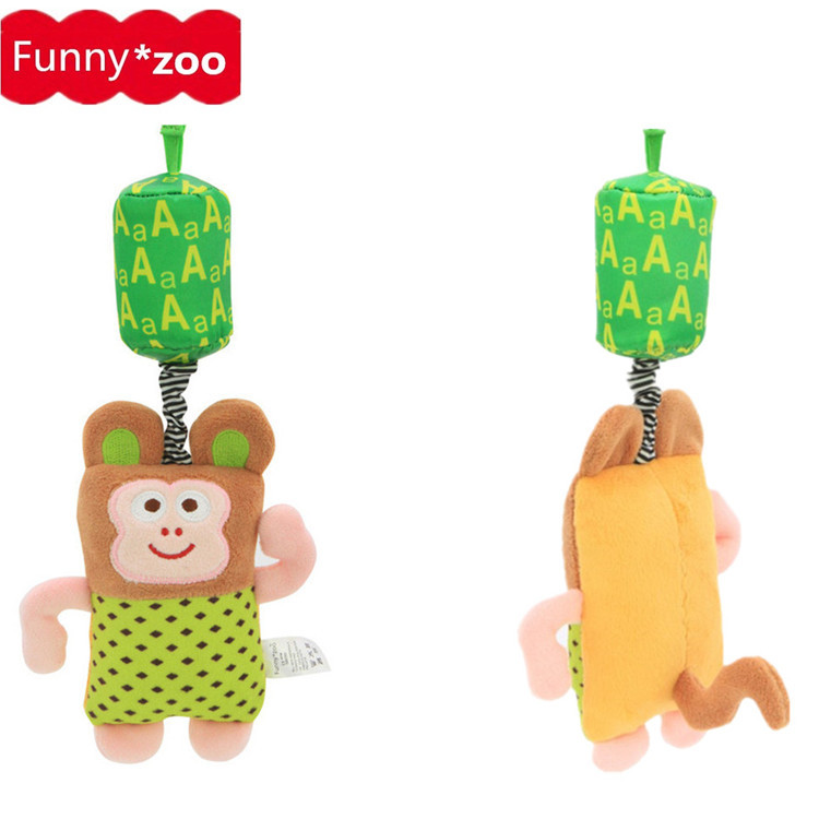 Campanas de viento infantiles divertidas con diseño de animales del zoológico, alfabeto para bebés, colgante de cama, juguete de peluche, colgante de campana de viento colorido