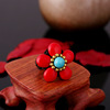 Ethnic turquoise ring handmade, retro jewelry, ethnic style, flowered, wholesale