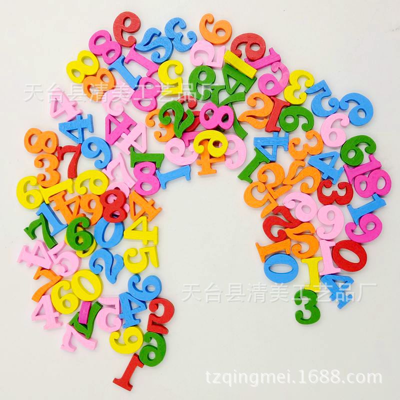 15mm 9 piezas de color de madera de bricolaje números coloridos mezclados 100 piezas en un paquete