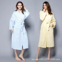 Мужские и женские весенне-летние хлопковые вафельные пары халат ночная рубашка Хлопковая пижама салон красоты банная одежда