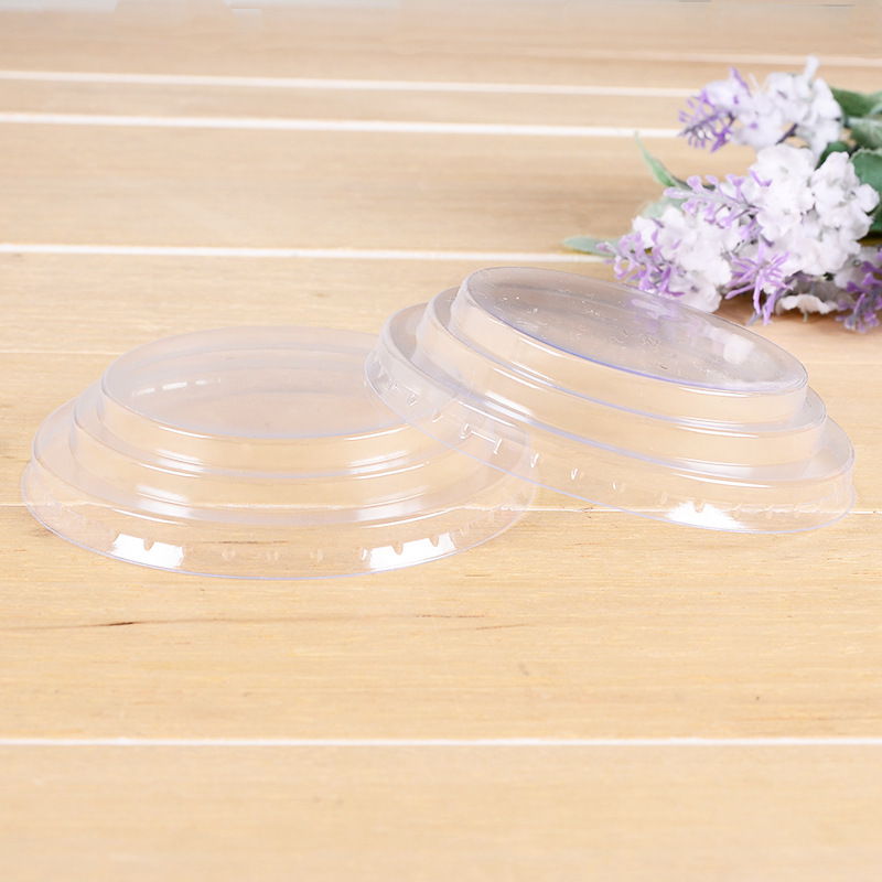 新款ps塑料圆形奶茶饮料杯盖 批发透明吸塑豆浆果汁纸杯盖子