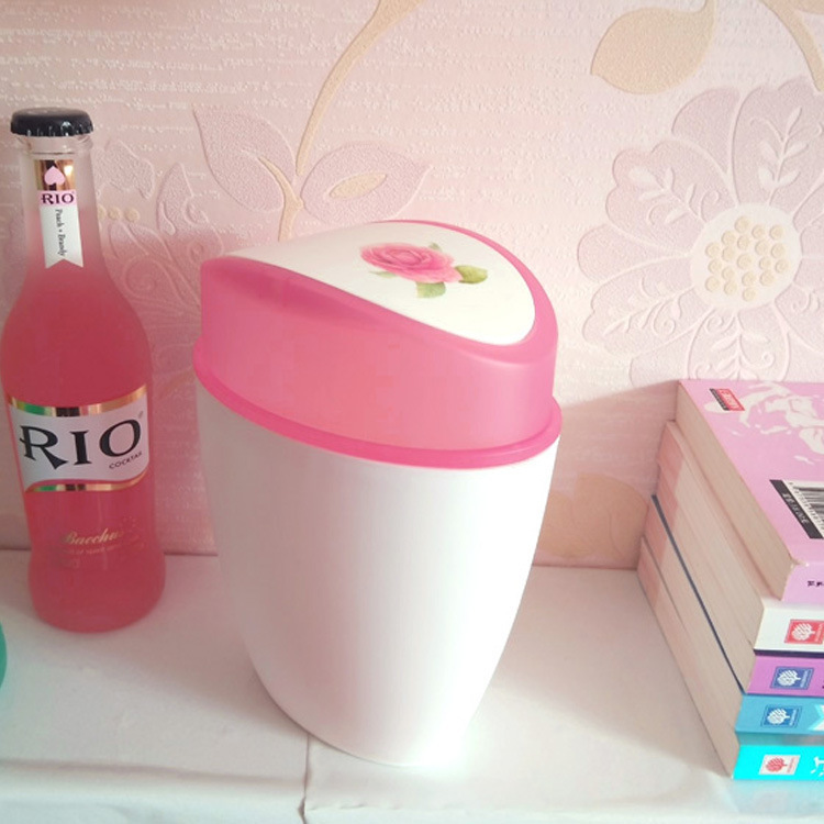 Small printed trash can 360 degree rocker sanitary tube bedside mini office desktop trash can