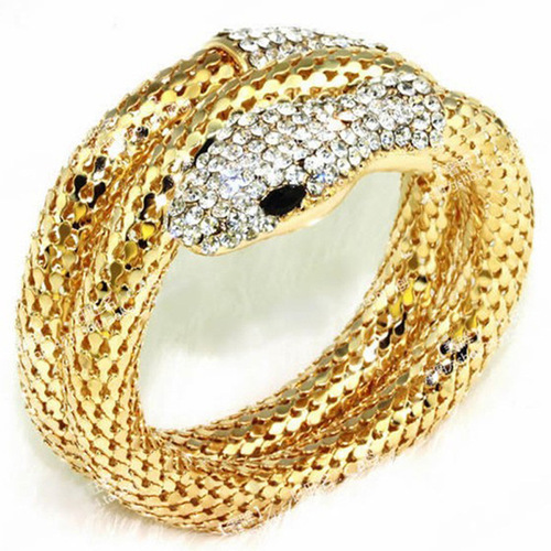 European and American cross-border jewelry snake bracelet punk exaggerated fashion multi-layer full diamond snake bangle factory wholesale