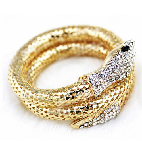 European and American cross-border jewelry snake bracelet punk exaggerated fashion multi-layer full diamond snake bangle factory wholesale