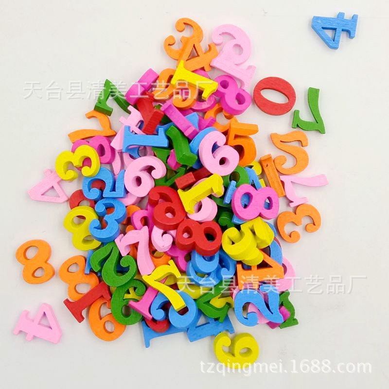 15mm 9 piezas de color de madera de bricolaje números coloridos mezclados 100 piezas en un paquete