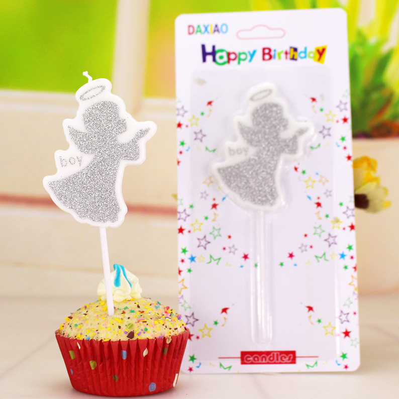 Oro Rosa bebé cumpleaños vela al por mayor letras inglesas niños adultos fiesta Ángel hornear pastel Vela decorativa