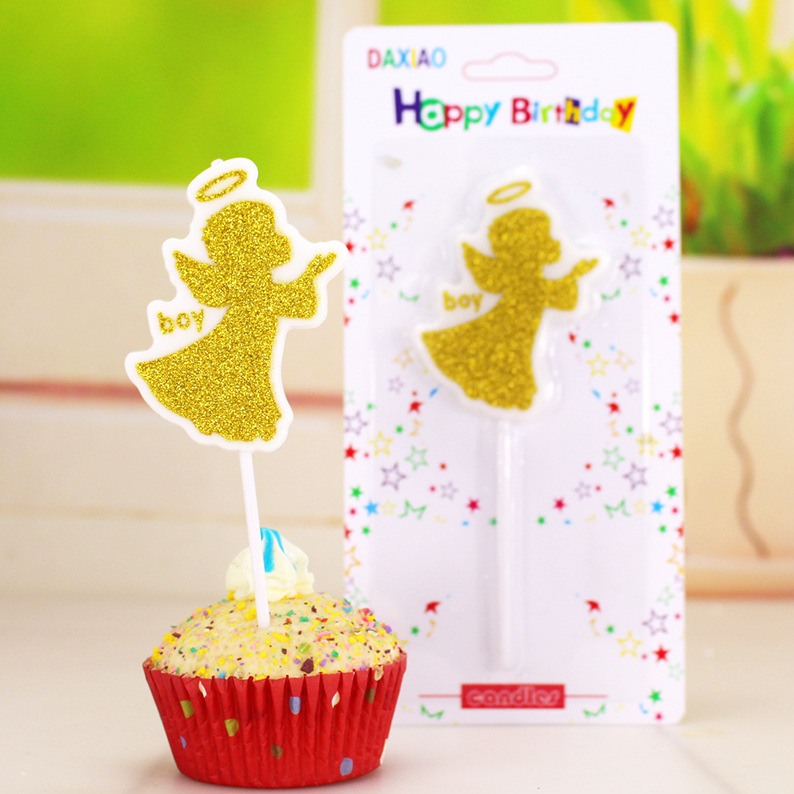 Oro Rosa bebé cumpleaños vela al por mayor letras inglesas niños adultos fiesta Ángel hornear pastel Vela decorativa