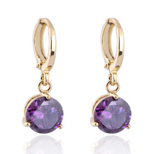 速卖通圆锆石耳环AAA锆石耳坠18K真黄金/白金电镀外贸耳饰