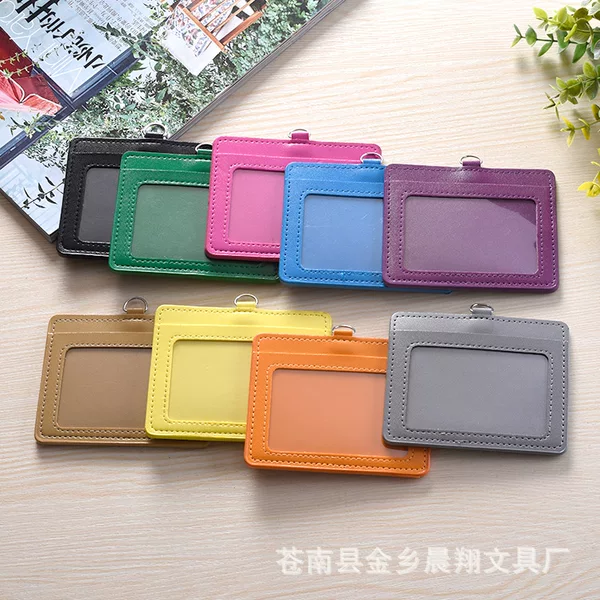 Customized Pu Card Holder, Leather Work Badge, Horizontal Style, Colorful Imitation Leather Id Card Holder, Student Card Holder, Work Id Card, Badge Holder
