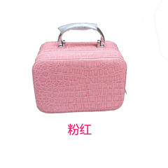 New model large capacity makeup bag with mirror, portable small makeup box, square, solid color storage purse for women, Korean style
