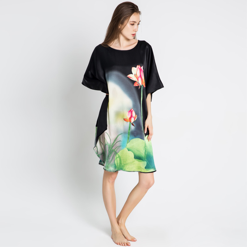 여성을위한 항저우 실크 여름 시원한 잠옷 플러스 사이즈 실크 뽕나무 실크 홈웨어