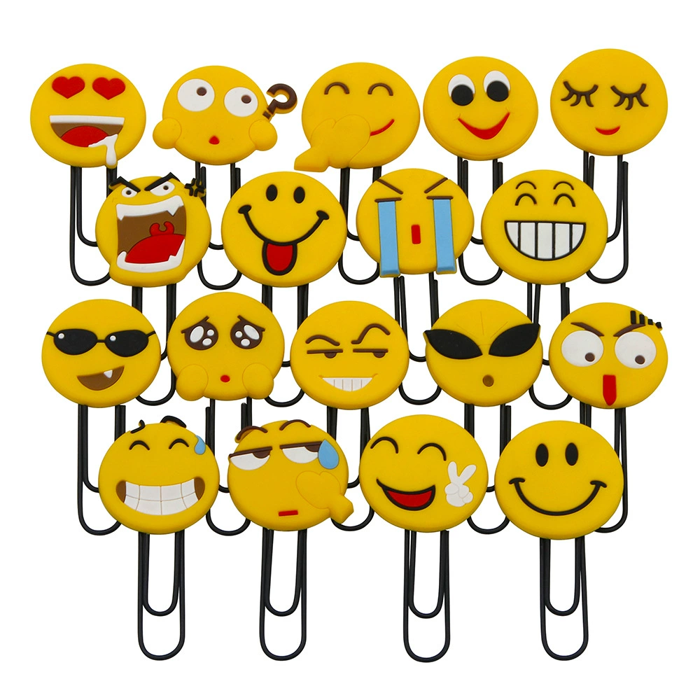 Улыбающееся лицо, большой мультяшный ПВХ, мягкий клей, скрепка для бумаг, закладка, креативные студенческие принадлежности, забавная страница, поворотная закладка, оптовая продажа