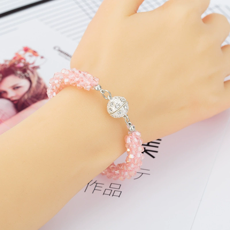 Хрустальная bracelet, милая модная чёрная бусиновая браслета для учащихся начальной школы, женский стиль, японский и корейский, корейский стиль, подарок на день рождения