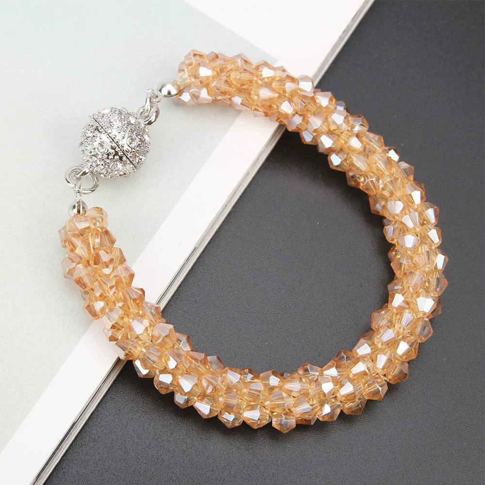 Хрустальная bracelet, милая модная чёрная бусиновая браслета для учащихся начальной школы, женский стиль, японский и корейский, корейский стиль, подарок на день рождения