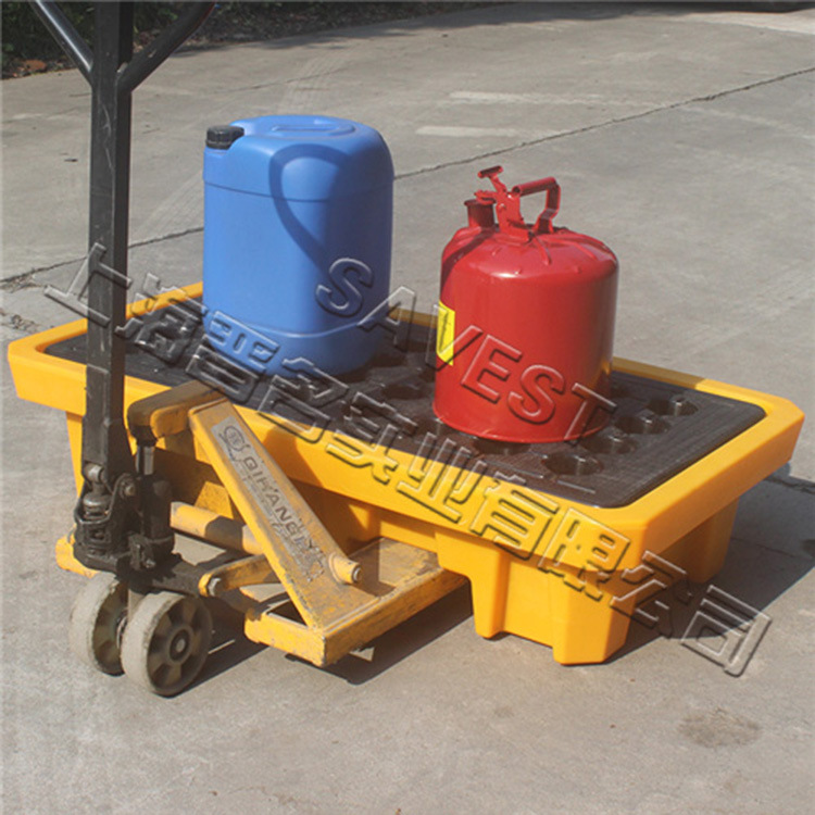 厂家防泄漏叉车托盘油桶防漏托盘化学品防渗漏托盘 双桶盛漏托盘