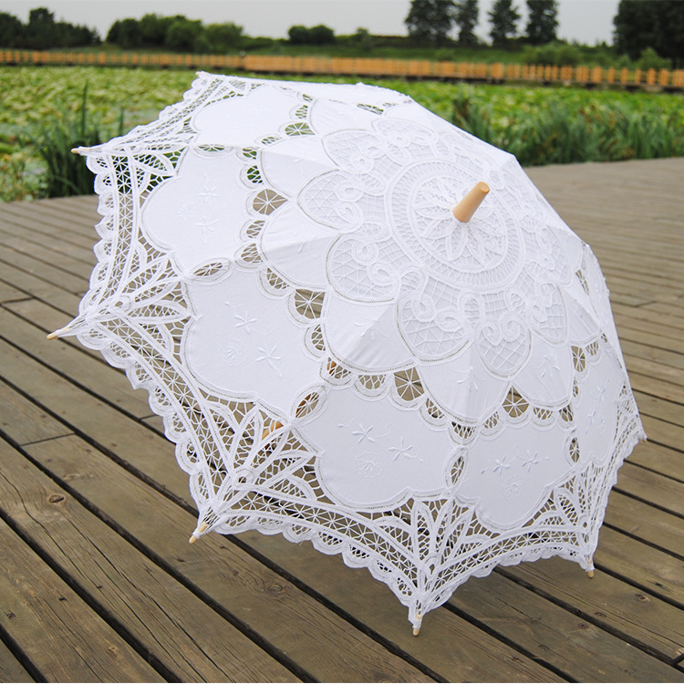 Craft Lace Umbrella Dance Prop Embroidered Umbrella Photography Wedding Embroidery European Style Princess Crochet Cotton Umbrella Cross