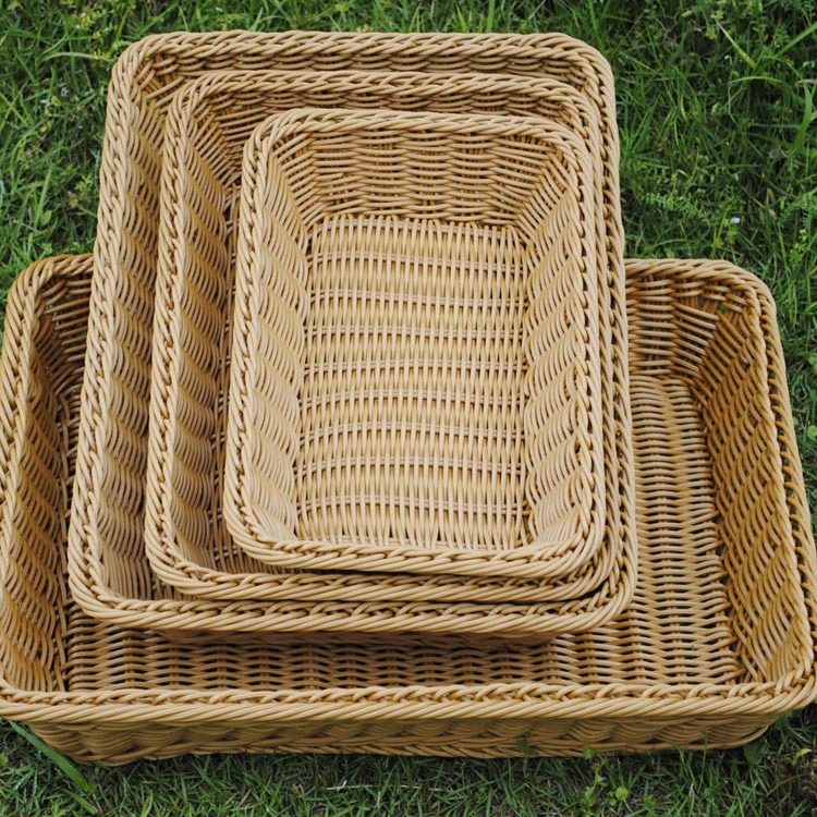 Imitation rattan fruit basket drain basket bread basket rectangular food dried fruit plate fruit plate