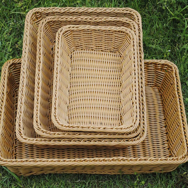 Imitation rattan fruit basket drain basket bread basket rectangular food dried fruit plate fruit plate