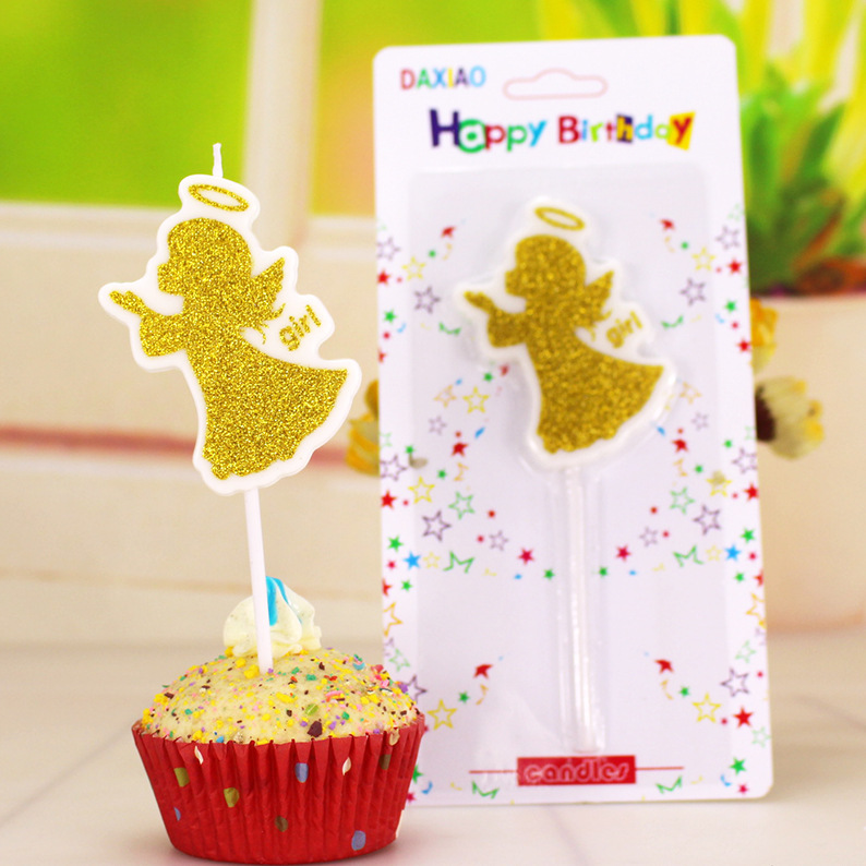 Oro Rosa bebé cumpleaños vela al por mayor letras inglesas niños adultos fiesta Ángel hornear pastel Vela decorativa