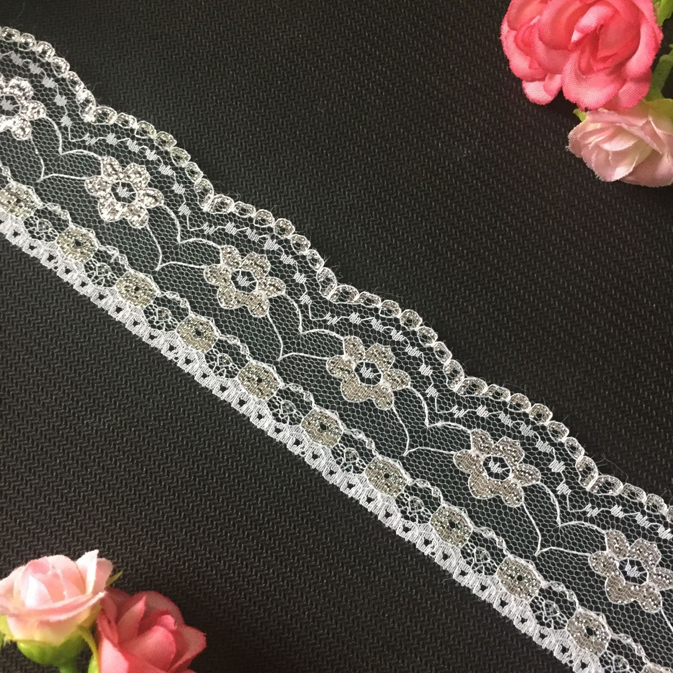 厂家4.5CM无弹蕾丝花边912银丝花边裙摆服饰玩具DIY辅料