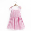 Summer slip dress, fuchsia girl's skirt sleevless, Korean style, flowered, children's clothing