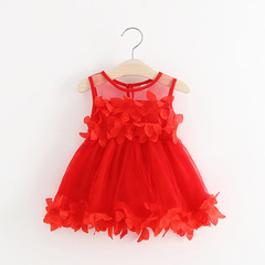 C170 Summer New Children's Clothing Wholesale Girl's Petal Splicing Net Dress Princess Dress Children's Skirt