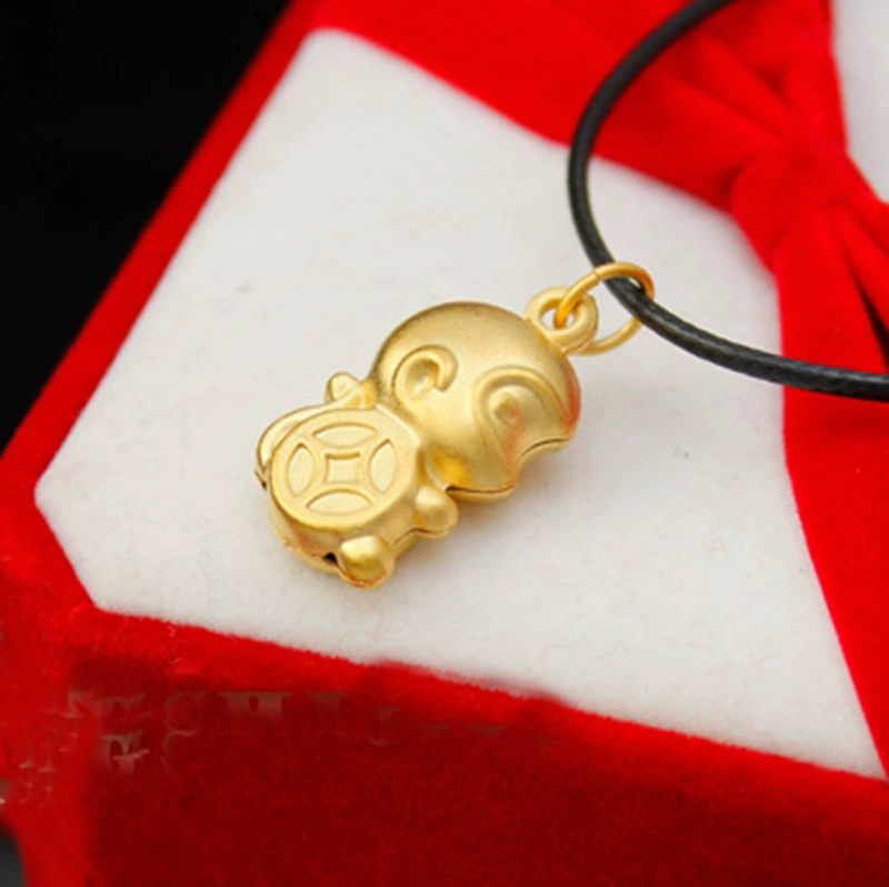 Retro brass pendant, cute coins, golden three dimensional accessory, 3D
