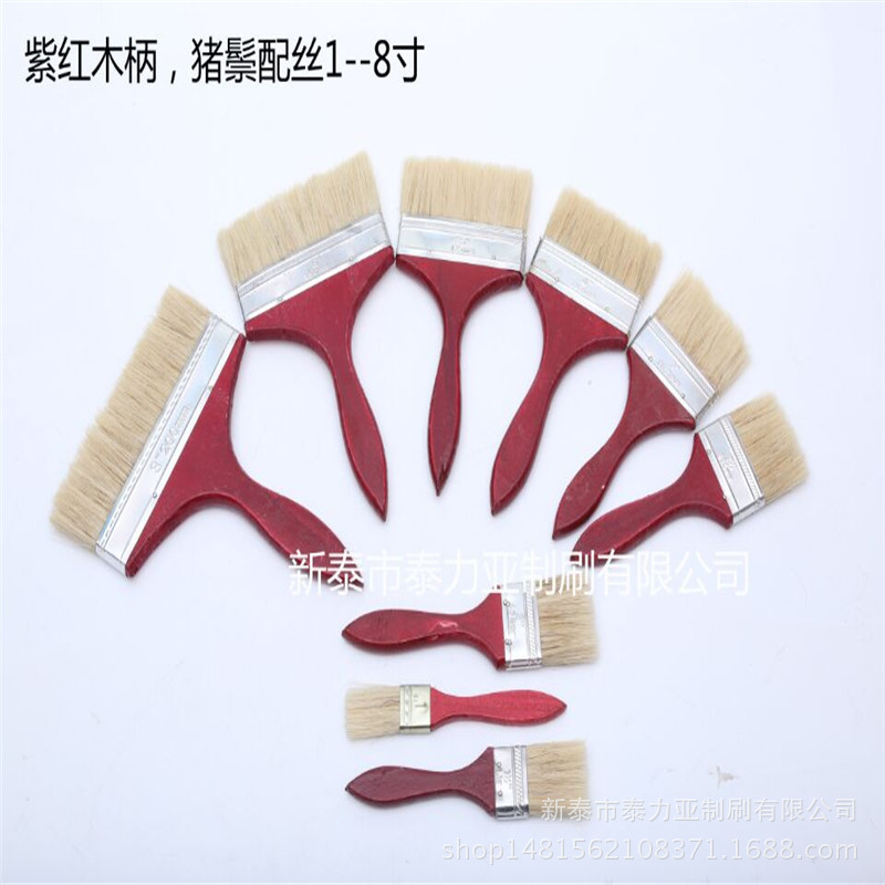 Rojo purpúrea mango de madera cerdo templo pintura cepillo estudiante acrílico gouache pintura sombreado cepillo mango largo arte pintura de la pared cepillo