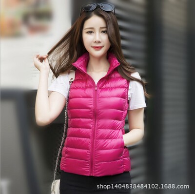 Cross border spring and autumn new pattern Female models Korean Edition Stand collar Light and thin Down Jackets Vest vest waistcoat Large coat
