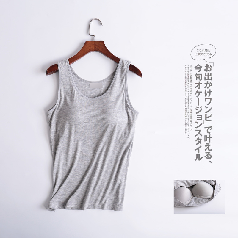 Modal Wire-Free All-In-One Camisole with Padded Camisole Women's Bra Intimates Bottoming Shirt for Outer Wear and Inner Wear in Summer Modal Wire-Free All-In-One Camisole with Padded Camisole Women's Bra Intimates Bottoming Shirt for Outer Wear and Inner Wear in Summer