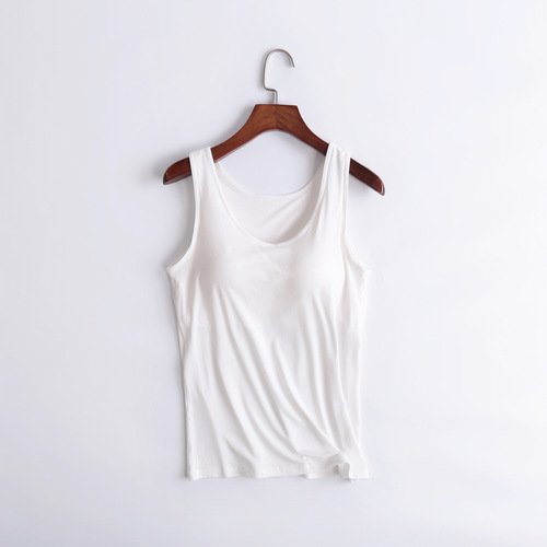 Modest wireless underwire one-piece camisole with cups, women's underwear, sleepwear, can be worn outside, summer
