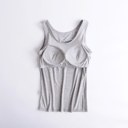 Modest wireless underwire one-piece camisole with cups, women's underwear, sleepwear, can be worn outside, summer