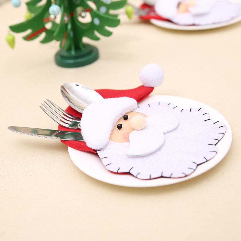 Hogar y jardín Haube Nuevos suministros navideños Juego de cuchillo y tenedor de Papá Noel Bolsa de vajilla navideña Regalo creativo navideño para el hogar_voghion.com