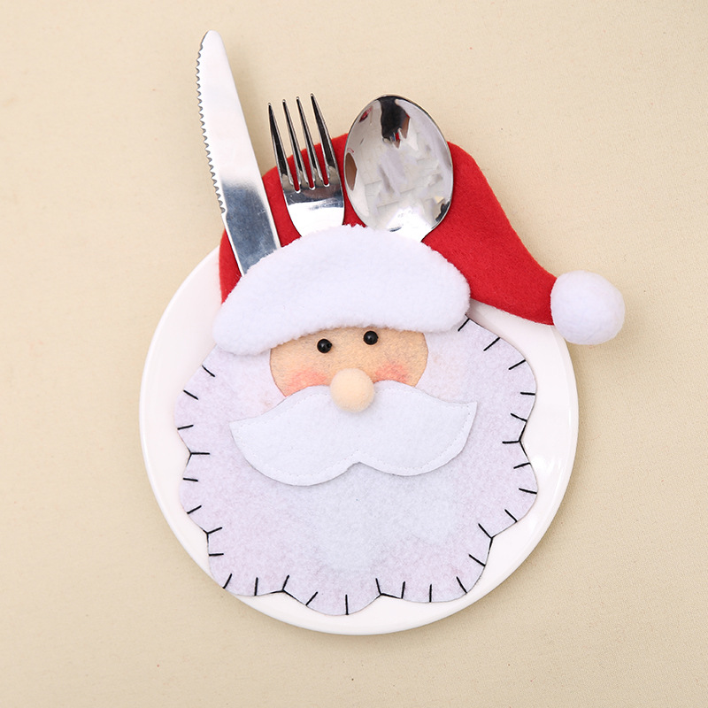 Hogar y jardín Haube Nuevos suministros navideños Juego de cuchillo y tenedor de Papá Noel Bolsa de vajilla navideña Regalo creativo navideño para el hogar_voghion.com