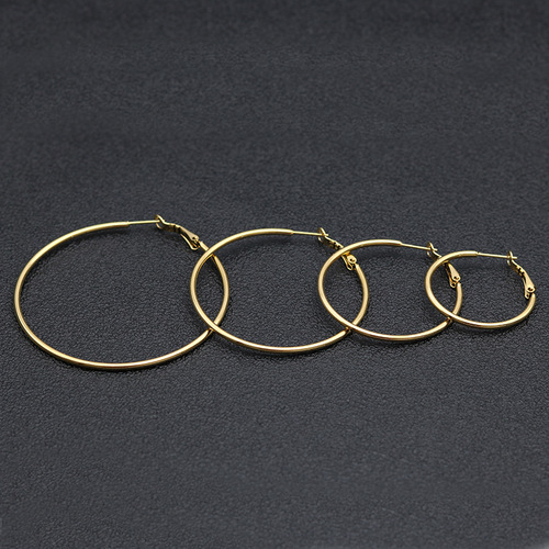 European and American fashion personality large earrings exaggerated titanium steel round hoop earrings women's INS ear buckles cross-border jewelry