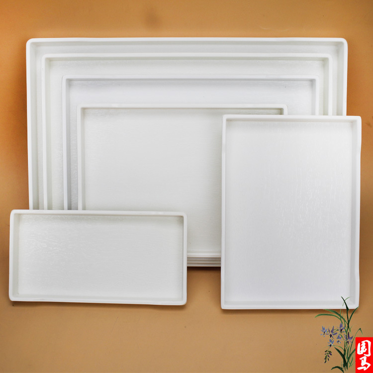 A5 bandeja del hotel rectangular de comedor plato de comida rápida engrosada al por mayor de porcelana de imitación de estilo europeo vajilla de melamina blanca