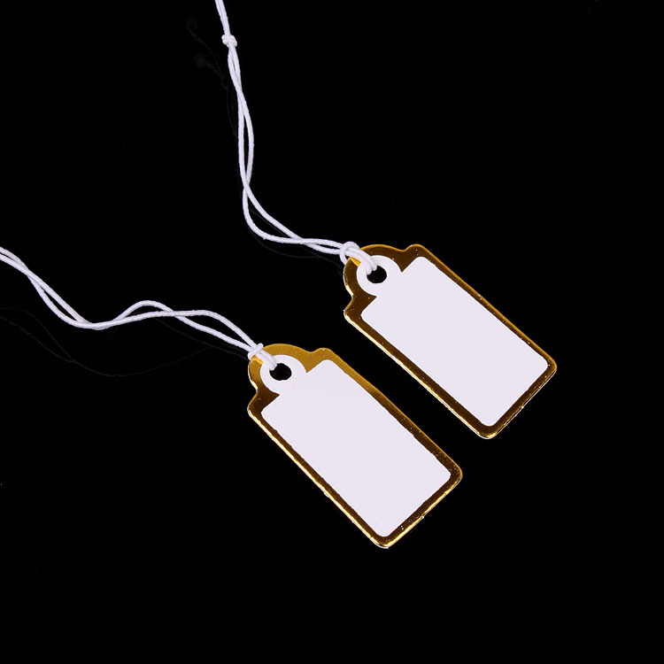 厂家 饰品吊牌 白卡纸烫金弹力弹价格标签 2.6*1.3cm  1000个/包