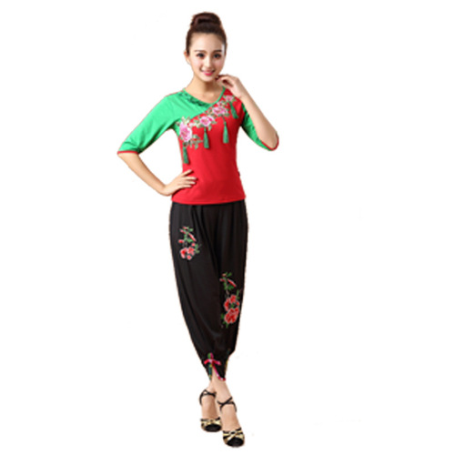 New Spring, Summer, and Autumn Square Dance Costume Set 5-Sleeve Yangge Dance Dress Cloud Dance Performance Suit