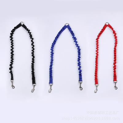 Pet Supplies 2 Dogs Buffer Double head Elastic force Connect Traction rope Dog chain leash Factory wholesale